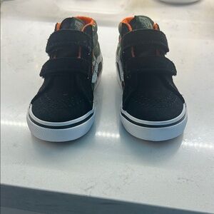 Vans Black and Orange Sneakers with Velcro Straps